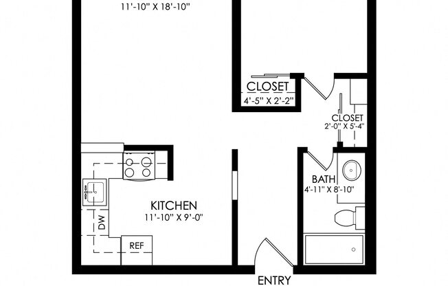 1 bed, 1 bath, 625 sqft, $1,495