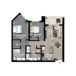 2 beds, 2 baths, 1,140 sqft, $1,745