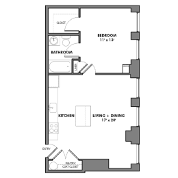 1 bed, 1 bath, 580 sqft, $1,899