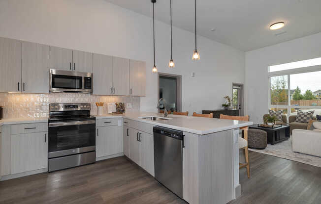 Kitchen and Living Area with Hard Surface Flooring