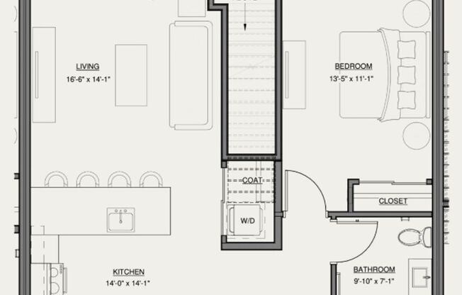 1 bed, 1 bath, 826 sqft, $1,725, Unit 1448