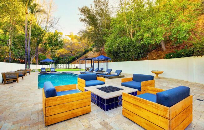 Fully Furnished Luxurious Spanish Mediterranean Villa in Hollywood Hills: 4-Bedroom, 2.5-Bath Retreat with 1.3 Acres, Canyon Views & Resort-Style Amenities!