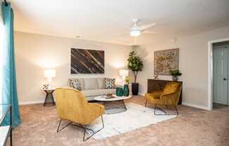 Modern Living Room at Hyde Park Townhomes, PRG Real Estate Management, Chester, Virginia
