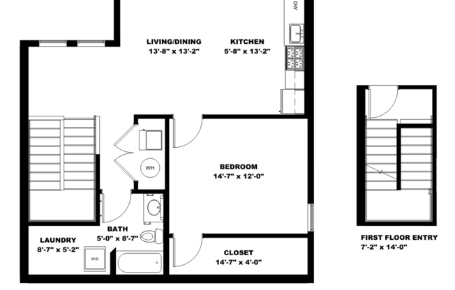 1 bed, 1 bath, 812 sqft, $1,100