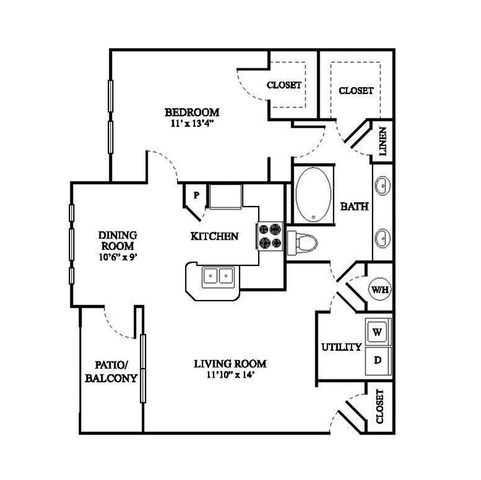 1 bed, 1 bath, 840 sqft, $1,109