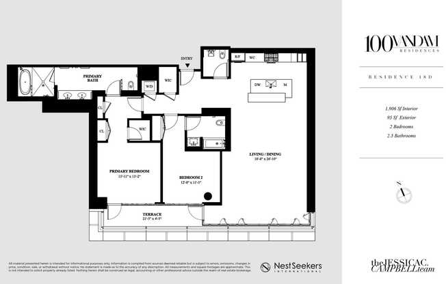 2 beds, 2.5 baths, 1,906 sqft, $21,000, Unit 18-D