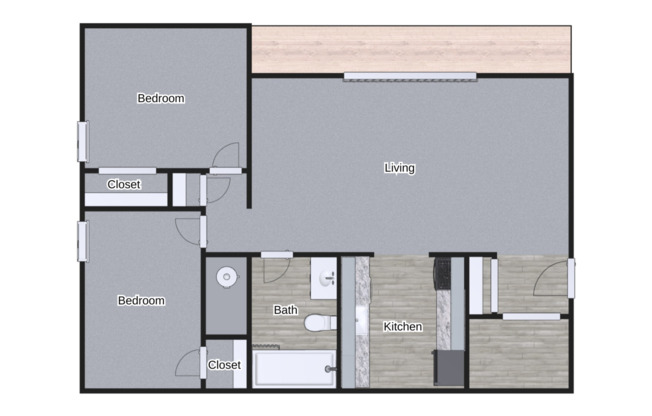 2 beds, 1 bath, 860 sqft, $1,328