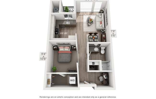 1 bed, 1 bath, 603 sqft, $1,646