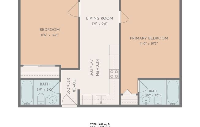 2 beds, 2 baths, 745 sqft, $1,299, Unit # 208