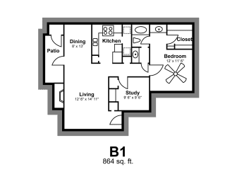 2 beds, 1 bath, 864 sqft, $1,031