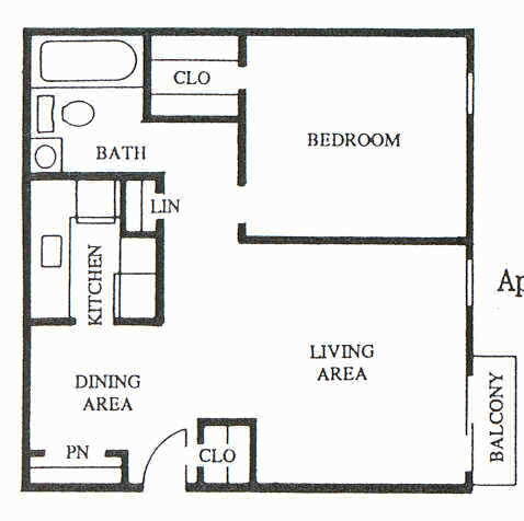 1 bed, 1 bath, 610 sqft, $950, Unit 837 - 203A