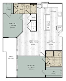 2 beds, 2 baths, 1,276 sqft, $1,995