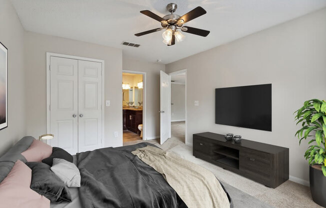 Model bedroom with closet