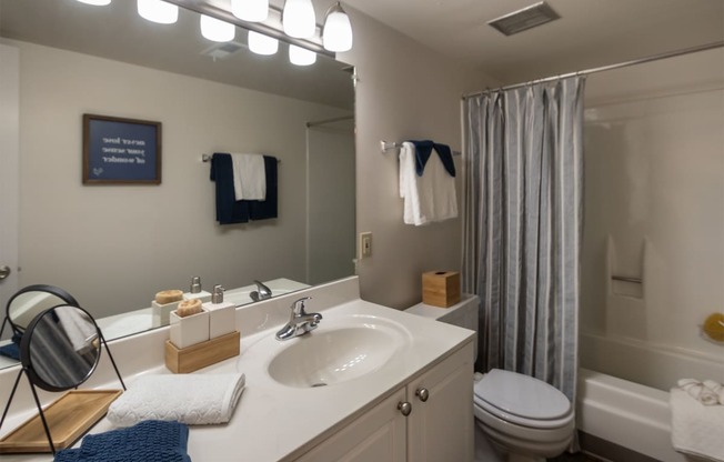 This is a photo of the bathroom in the 822 square foot, 2 bedroom, 1 bath floor plan at Village East Apartments in Franklin, OH.