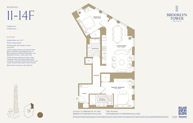 2 beds, 2 baths, $8,125, Unit 11F
