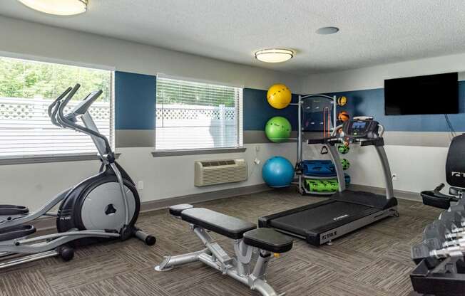 our gym is equipped with a variety of equipment for residents to use