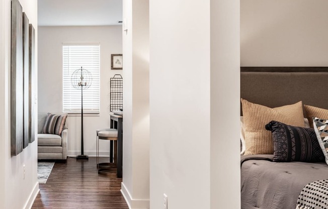 hallway with view of bedroom at Edge 35, Indianapolis
