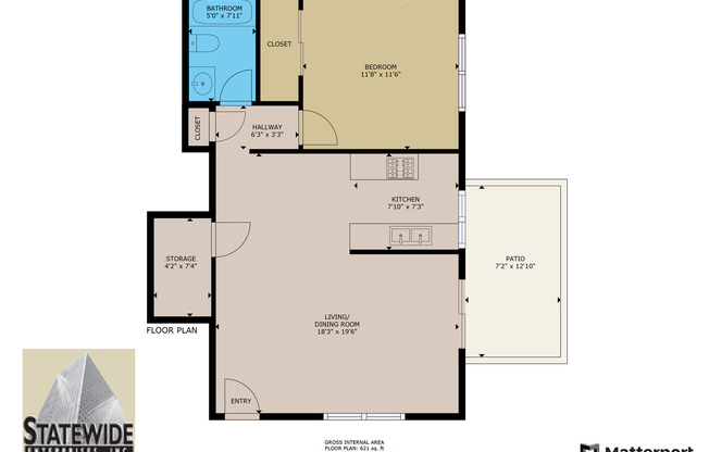 1 bed, 1 bath, 630 sqft, $1,745, Unit 201