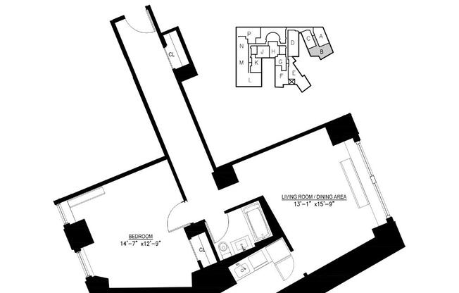 1 bed, 1 bath, $5,000, Unit 19B