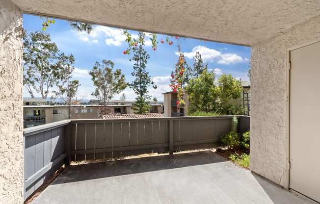 large private balcony at Terrace Gardens Apartment Homes, Escondido