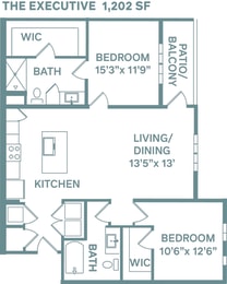 2 beds, 2 baths, 1,202 sqft, $2,132