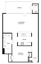 1 bed, 1 bath, 881 sqft, $1,599