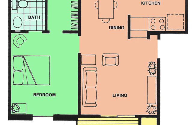 1 bed, 1 bath, 501 sqft, $900, Unit 713