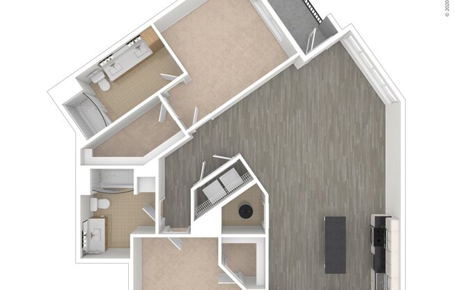 1 bed, 2 baths, 1,237 sqft, $3,030