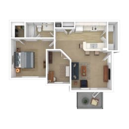 1 bed, 1 bath, 740 sqft, $1,021