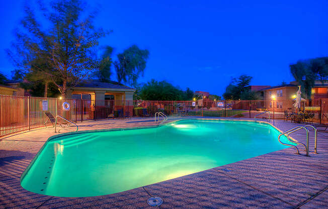 Night Pool View at San Bellino Apartments, Glendale, AZ