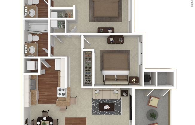 2 beds, 2 baths, 901 sqft, $3,122