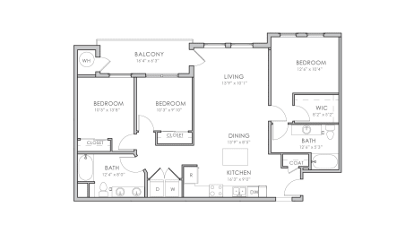 3 beds, 2 baths, 1,296 sqft, $2,620