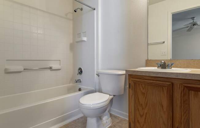 the preserve at ballantyne commons apartment bathroom with toilet sink and tub