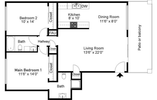 2 beds, 2 baths, 1,000 sqft, $2,595, Unit B69