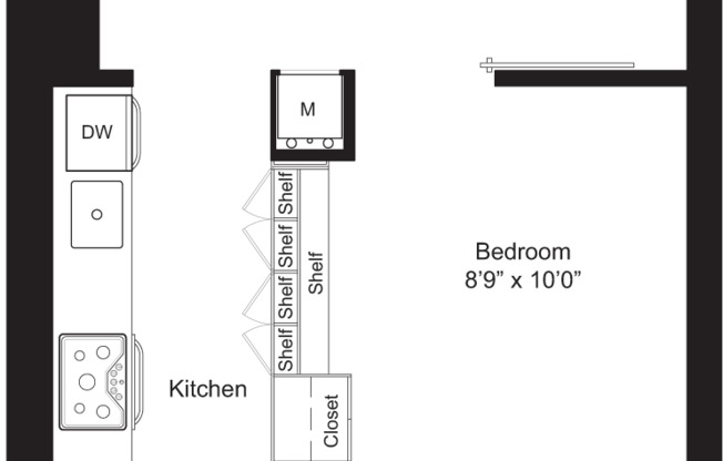 Studio, 1 bath, 553 sqft, $2,330, Unit 1405