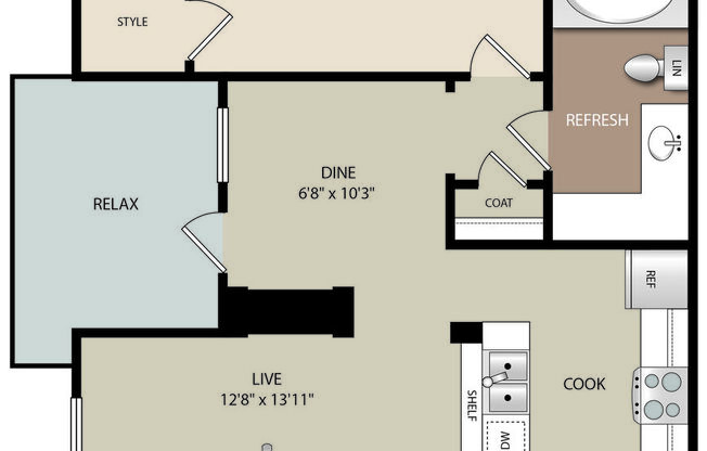 1 bed, 1 bath, 760 sqft, $1,330