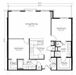 2 beds, 2 baths, 1,160 sqft, $1,904