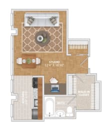 Studio, 1 bath, 395 sqft, $1,495