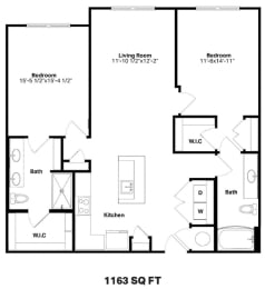 2 beds, 2 baths, 1,163 sqft, $2,075