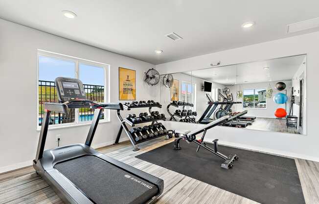 the gym at the enclave at woodbridge apartments in sugar land, tx