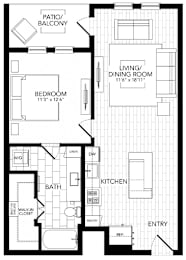 1 bed, 1 bath, 747 sqft, $2,344
