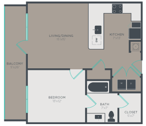 1 bed, 1 bath, 713 sqft, $1,520