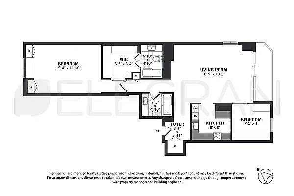 2 beds, 2 baths, $5,995, Unit 14C