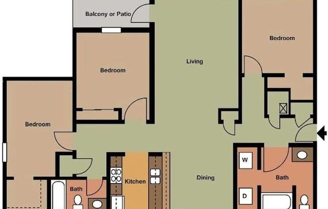 3 beds, 2 baths, 1,360 sqft, $1,489, Unit 30