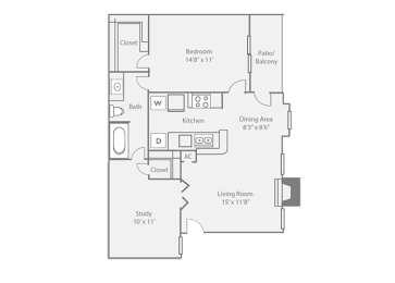 2 beds, 1 bath, 817 sqft, $960