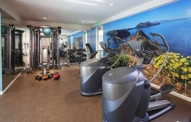 Cardio Machines In Gym at Cypress Point Apartment , Ventura