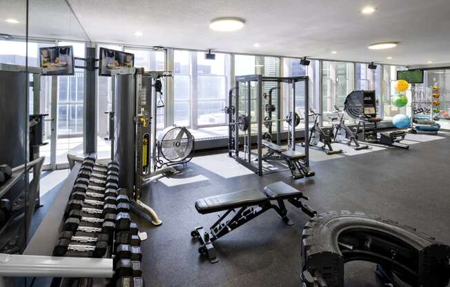 Fitness Center With Modern Equipment at The Luckman, Cleveland