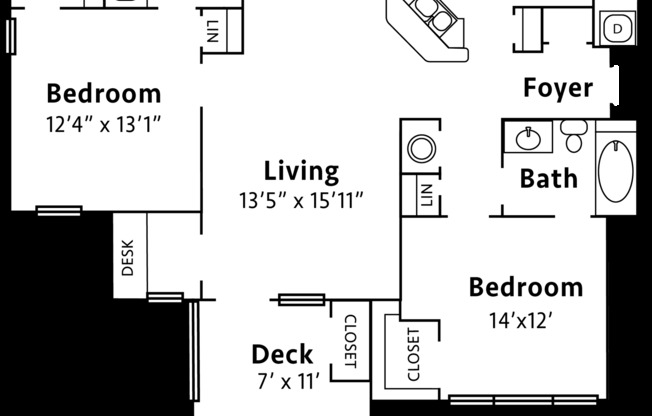 2 beds, 2 baths, 1,157 sqft, $1,749, Unit 1615