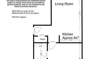 1 bed, 1 bath, 420 sqft, $1,549, Unit 5326 Fifth Ave. #21