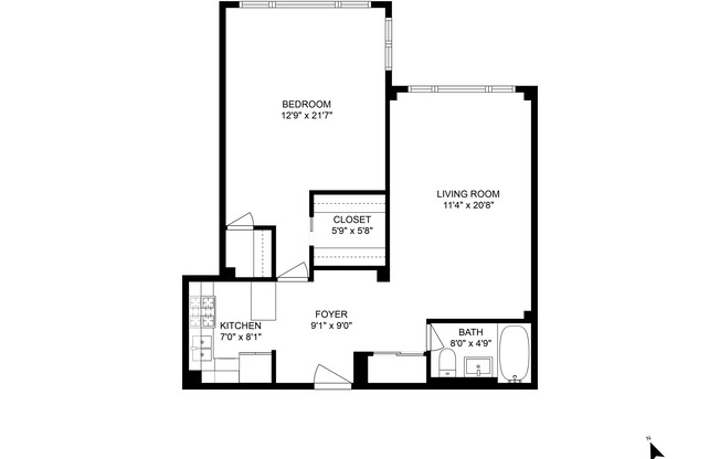 1 bed, 1 bath, $4,950, Unit W8G